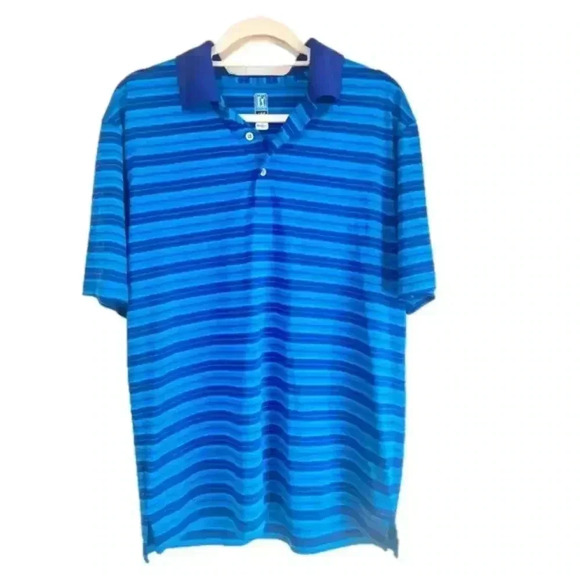 PGA Tour Golf Polo Collared Blue Striped Lightweight Size Large NWOT - Picture 1 of 1